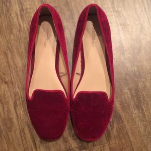 Women Zara Maroon Red Velvet Loafer Mules 38 US 8